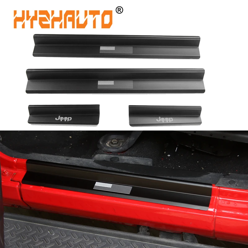 HYZHAUTO 1 набор алюминиевых порогов двери полосы для Jeep Wrangler JK 2007- аксессуары Накладка педали