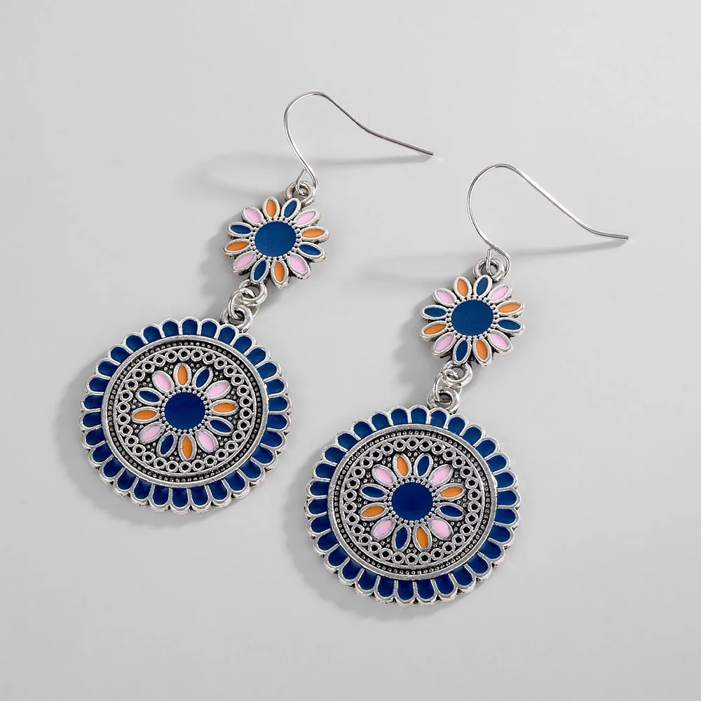 Винтажные этнические висячие серьги-подвески в виде масляных цветов для женщин