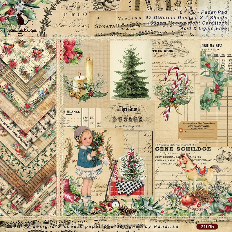 

ZFPARTY 12pcs 6" Single-side Printed Christmas pattern creative papercraft art paper handmade scrapbooking kit set book