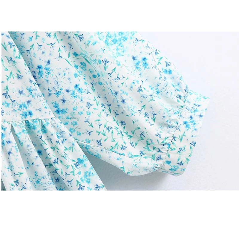 Женское платье с принтом GLAUKE синее свободное большого размера в богемном стиле