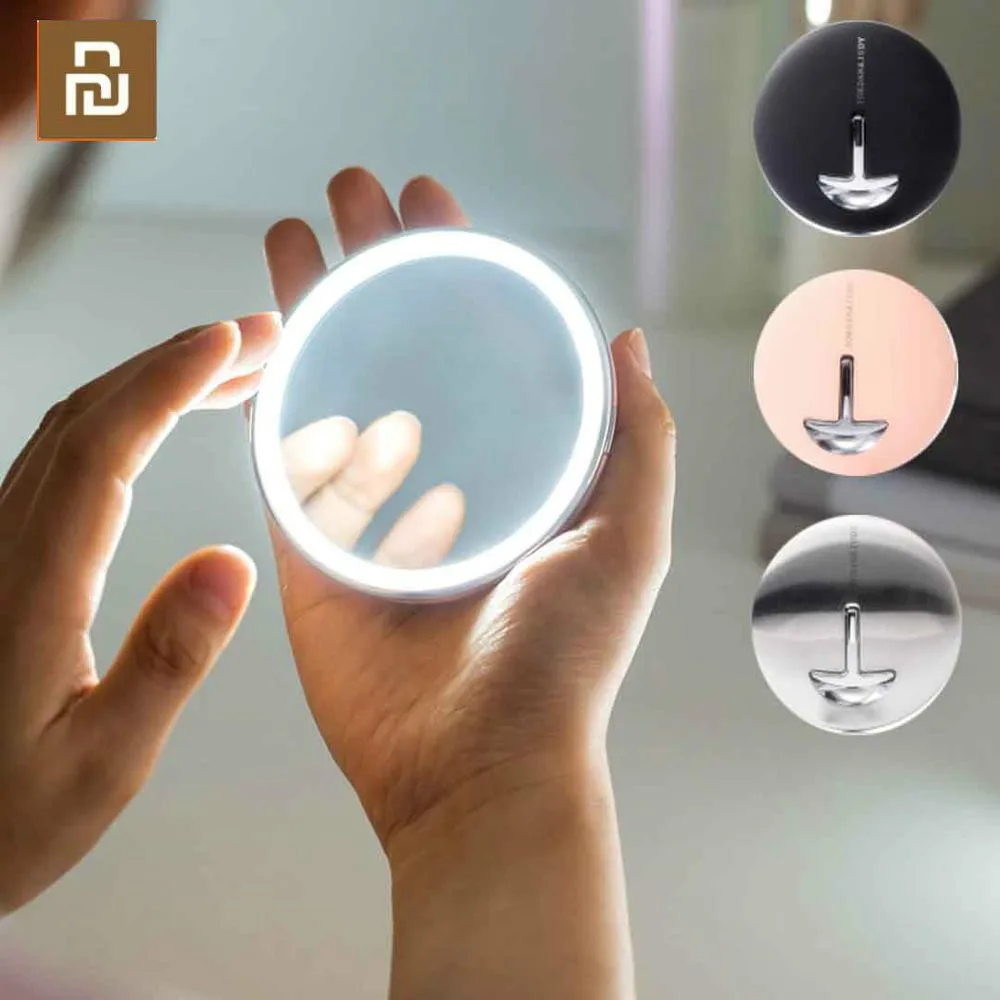 Xiaomi HD зеркало для макияжа со светодиодным цветным синим светом косметическое
