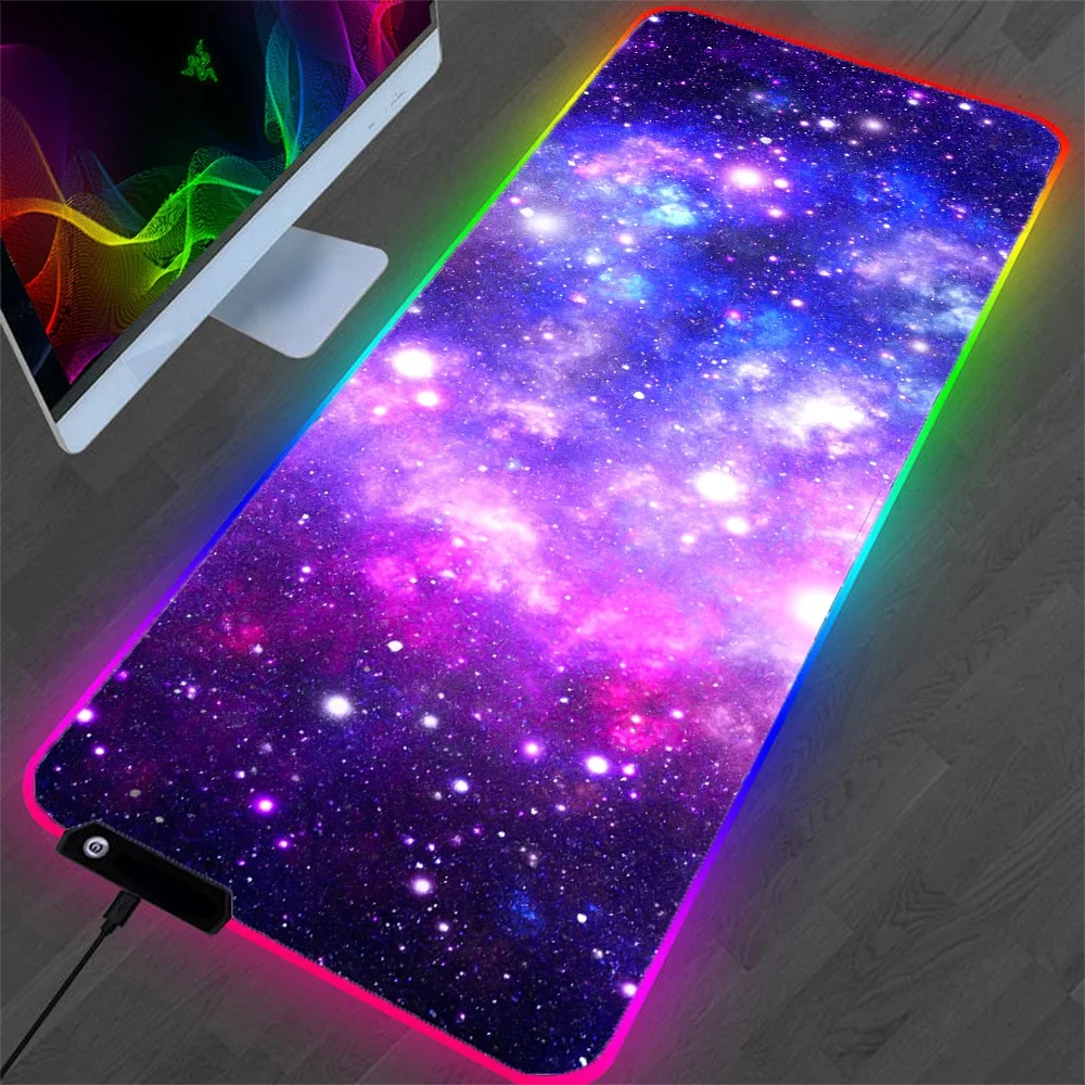 

Rgb Mouse Pad Starry Sky Led Backlit Gaming Desktop Pads Gaming Carpet Waterproof and Non-slip Colored Lights with Usb Interface