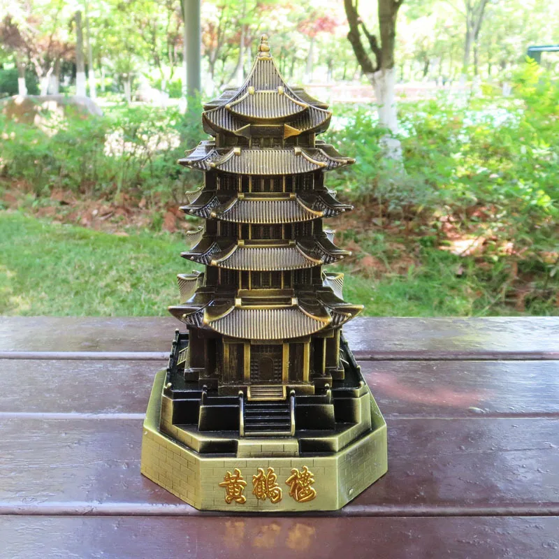 

Retro Building Mini Metal Craft Castle Yellow Crane Tower Children Educational Toys Kids Christmas Gift Room Ornament