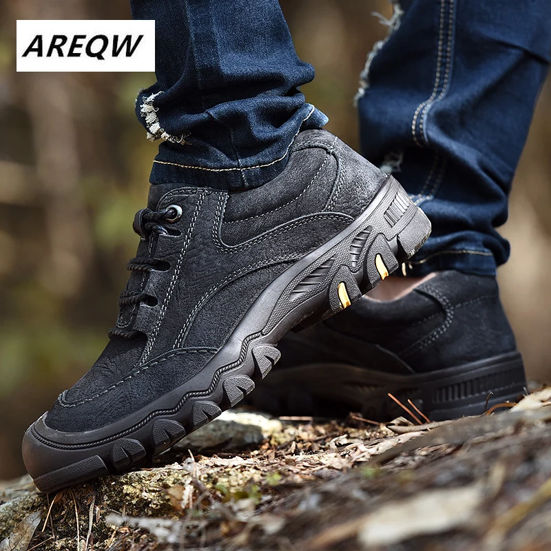 Новые мужские кроссовки AREQW походная обувь дышащие из натуральной кожи