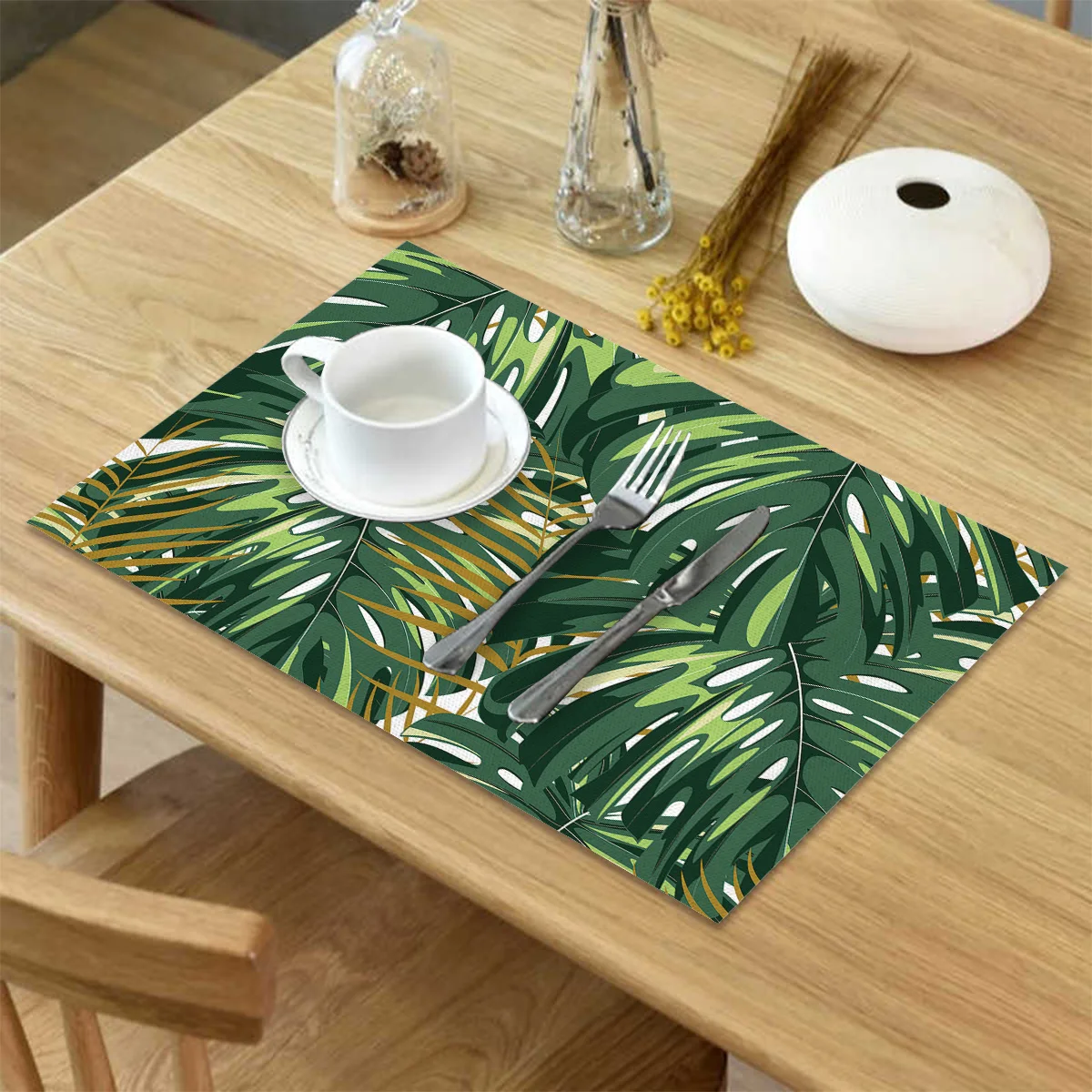 4 6 штук в партии комплект Коврики на стол тропические растения монстера печатных