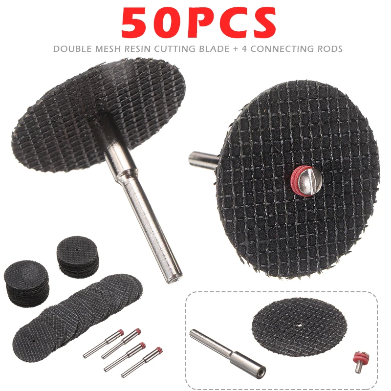 

Абразивный режущий диск с патронами, 50 шт., отрезные диски, шлифовальный круг с 4 оправками для вращающихся инструментов