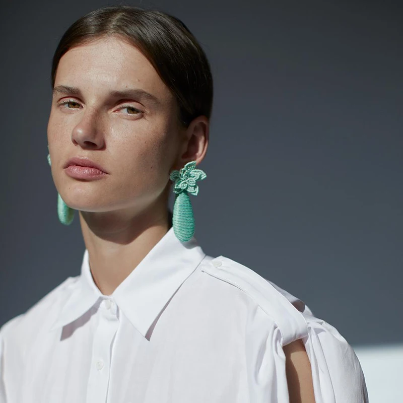 Ztech новые женские серьги Za с зелеными бусинами и цветами высокое качество большие