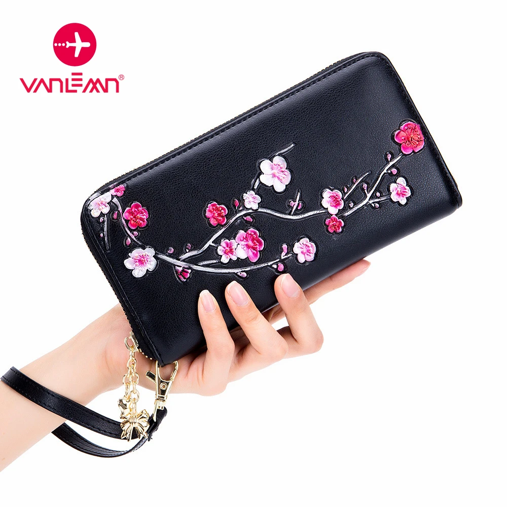 Leather Rfid Wallet Women Card Wallet Holder Ladies Wallets Womens Zipper Clutch Bag Handbag Credit Card Holder Cell Phone Purse