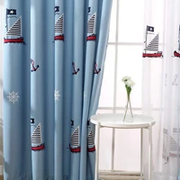 bedroom children window curtain blue boy kids curtains and tulle for living room blackout finished cartoon embroidered curtain