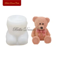 3d toy bowknot bear silicone mold fondant cake border moulds chocolate mould cake decorating tools kitchen baking accessories