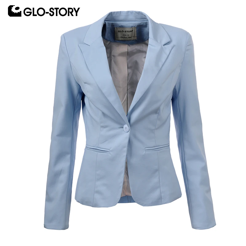 Женский приталенный Блейзер GLO-STORY повседневный пиджак с длинным рукавом костюм