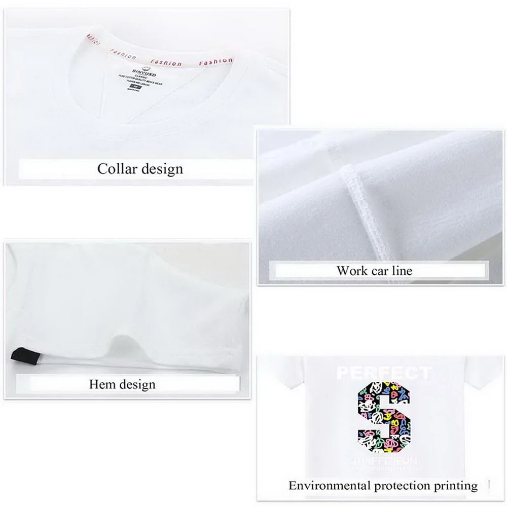 

100% Cotton Men T-Shirt Pack Of 3 Crewneck T shirt Printed Letter Summer Beathable Male Tops Clothing Camiseta Masculina TX150