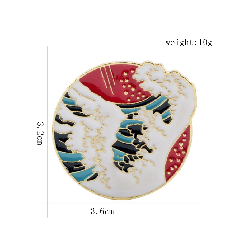 Модная брошь в форме волны цунами рубашки Нагрудный значок опт эмалированная