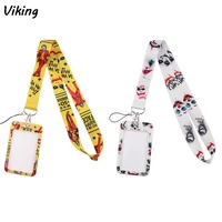 g1796 horror clown card holders mobile phone neck strap for keys id card for usb badge holder diy hang rope