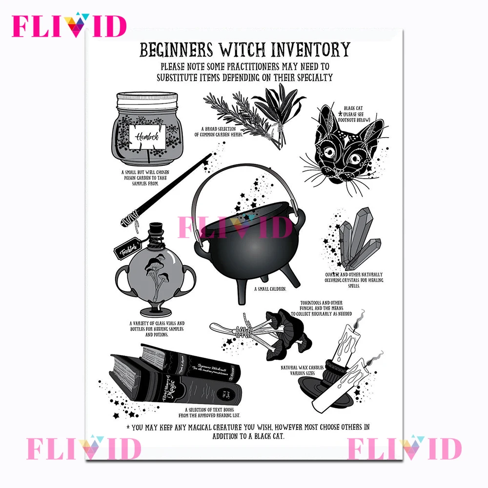 Винтажный постер ведьмы руны волшебник магия в скандинавском стиле настенное