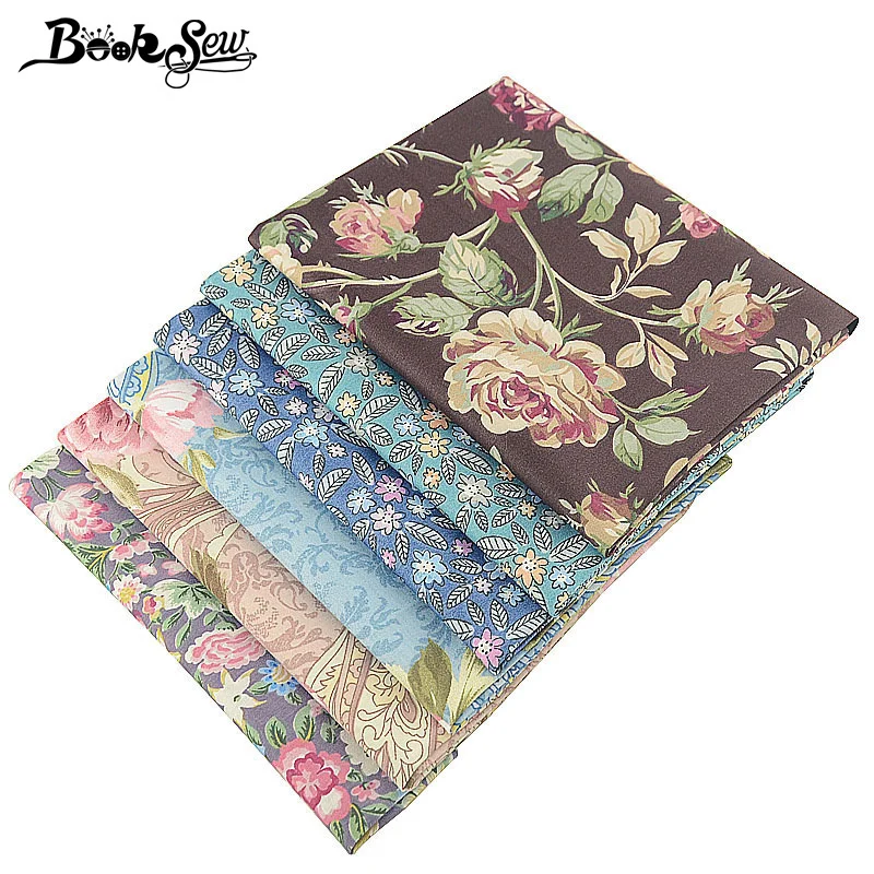 Booksew 6 PCS/lot 40x 50cm Scrapbooking Patchwork DIY Sewing Material Textile Tissu Coton Floral Fabric Cotton Twill Cloth