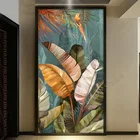 Алмазная картина с банановыми листьями, квадратные круглые Алмазная вышивка растения, натюрморт, большой размер, пазл, украшение для дома, FF2964