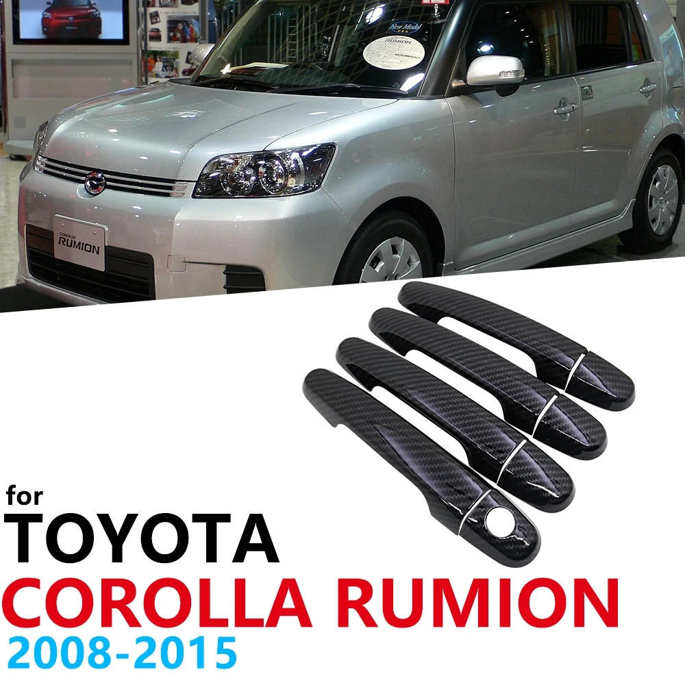 

Gloss Black Color Carbon Fiber Car Door Handles Protective Cover for Toyota Corolla Rumion 2008~2015 car Accessories stickers