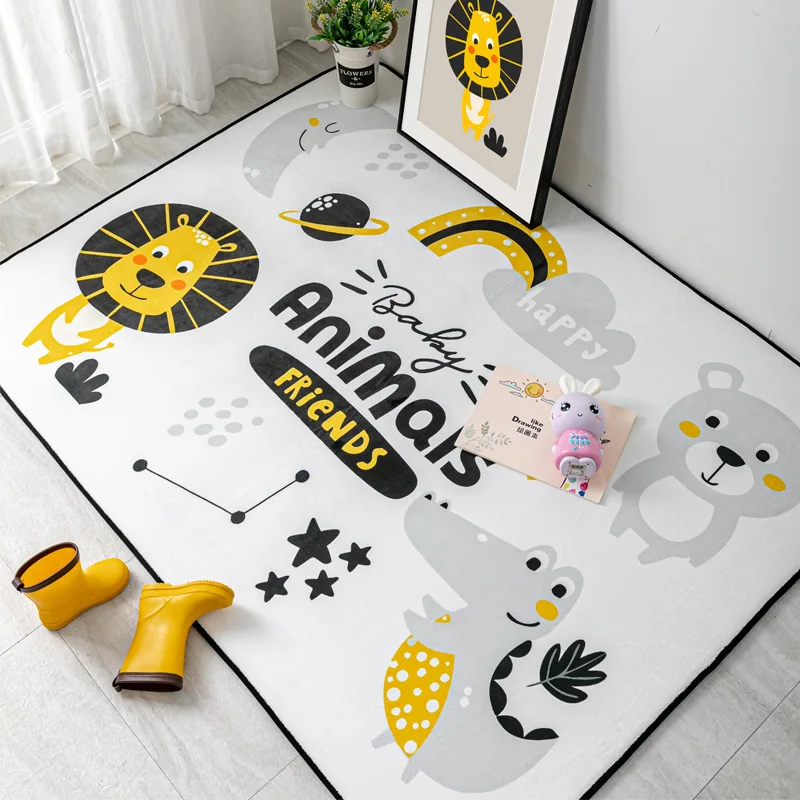 

Nordic Cartoon Lion Carpet Kids Bedroom Girls Room Carpet Living Room Unicorn Baby Play Rugs Non-slip Elephant Large Floor Mat