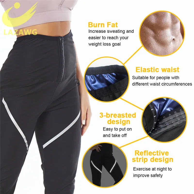 LAZAWG Women Sweat Sauna Shapers Leggings Sports Hot Sweat Pants Slimming Female Workout Shapewear Weight Loss Fitness Trousers