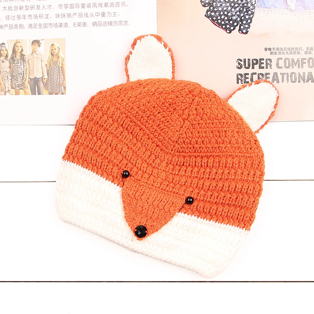 Шапка для новорожденных с рисунком лисы зимняя шапочка маленьких девочек и