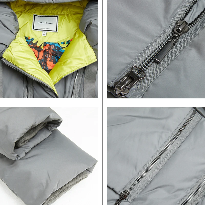 Женский пуховик с большими карманами GASMAN длинная стеганая куртка контрастных