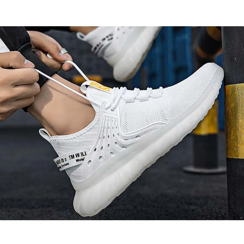 Кроссовки мужские сетчатые дышащие удобная повседневная обувь увеличивающая