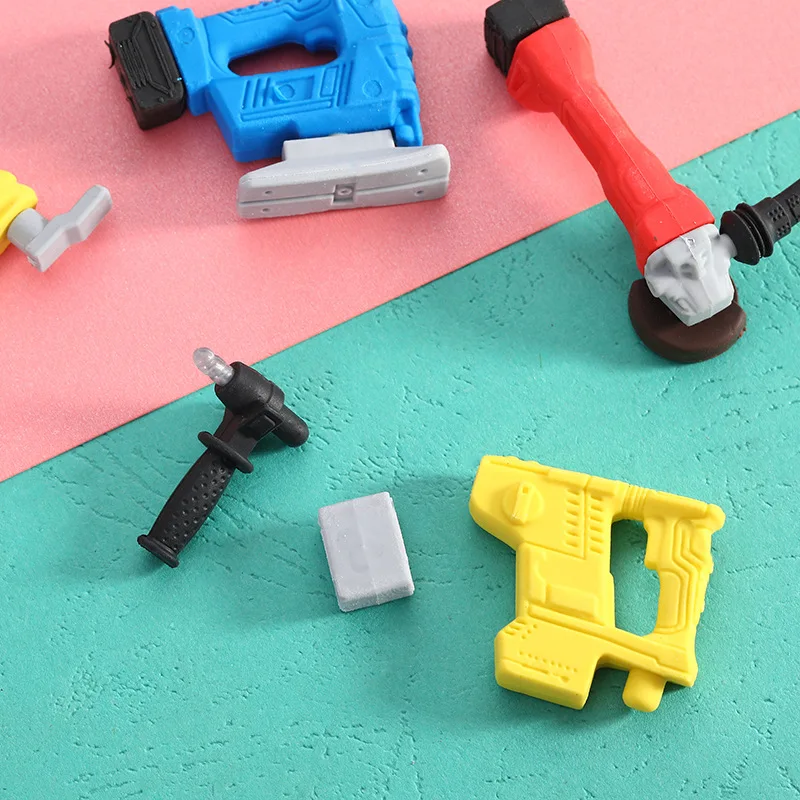 6Pcs/Set Toolbox Eraser Set Can Be Assembled DIY Simulation Drill Screwdriver TPR Rubber Children's Toys Stationery | Канцтовары для