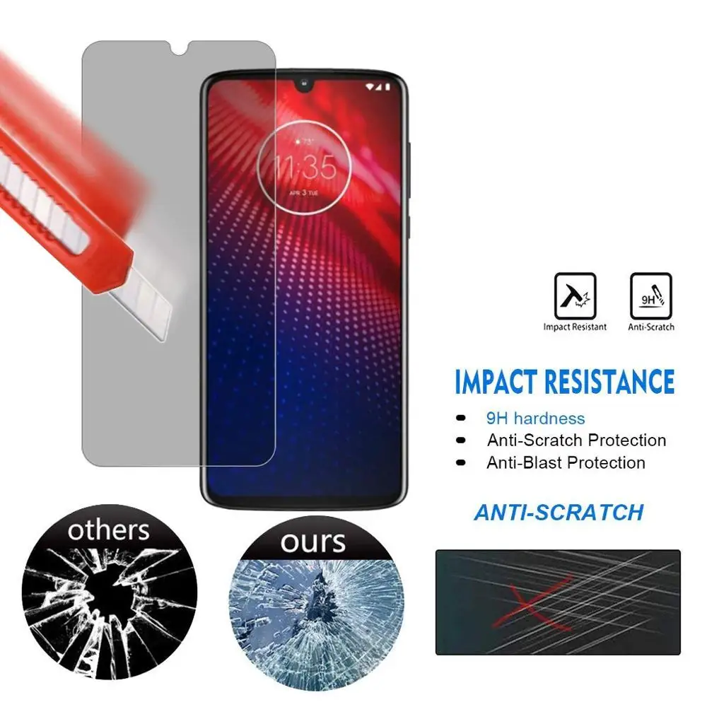 Антишпионское закаленное стекло для Motorola Moto G7 P30 Play PLUS Z4 Защита экрана One Note мощное