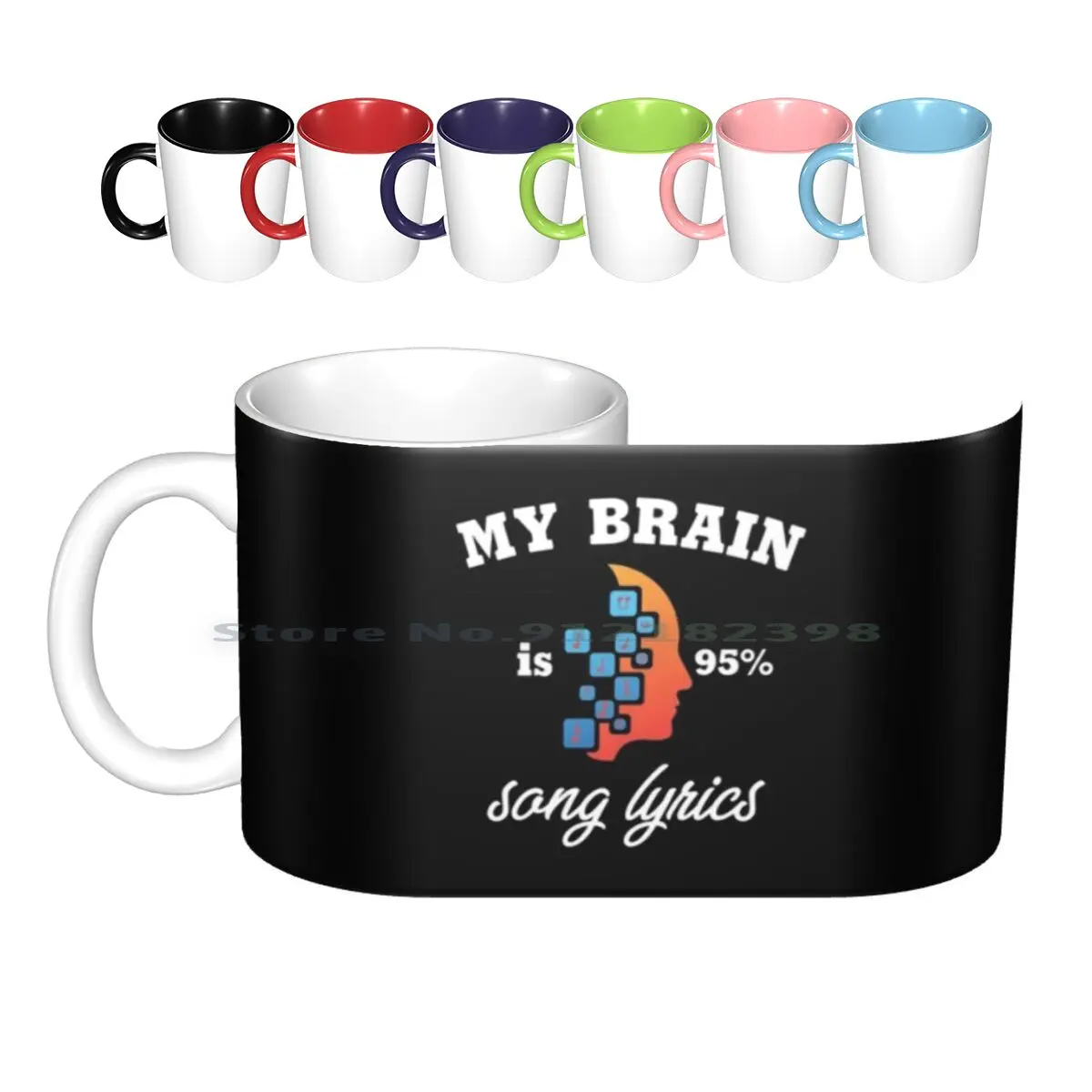 

Керамические кружки My Brain Is 95% с текстом песни, кофейные чашки, Кружка для молока и чая, с текстом песни My Brain Is 95, для подростков и подростков