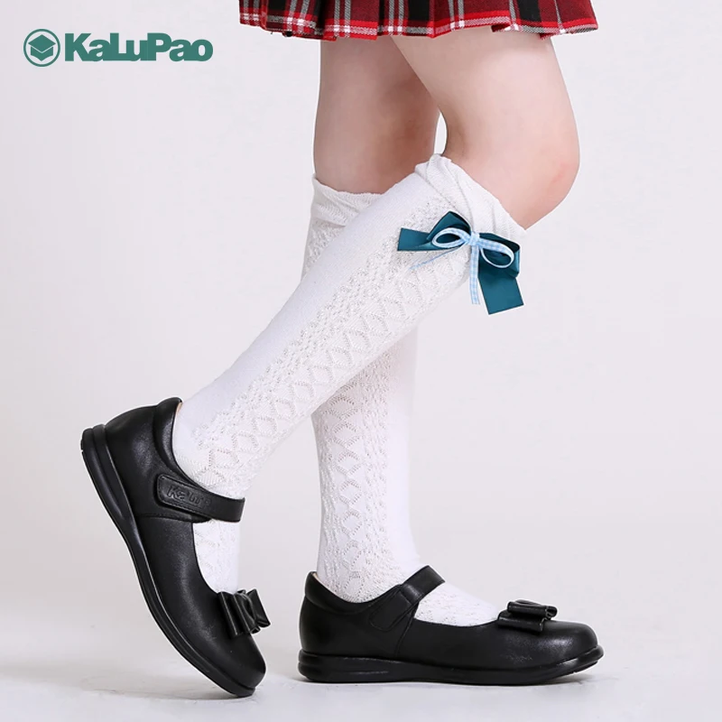 KALUPAO; детская обувь для школьной униформы; модельные туфли для девочек; черные кожаные туфли с бантом; красивая удобная обувь для девочек