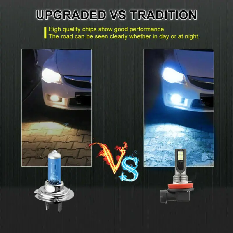 

Fog Light LED Headlight Waterproof Replacement Set Car 20000LM Bulb 8000K Blue