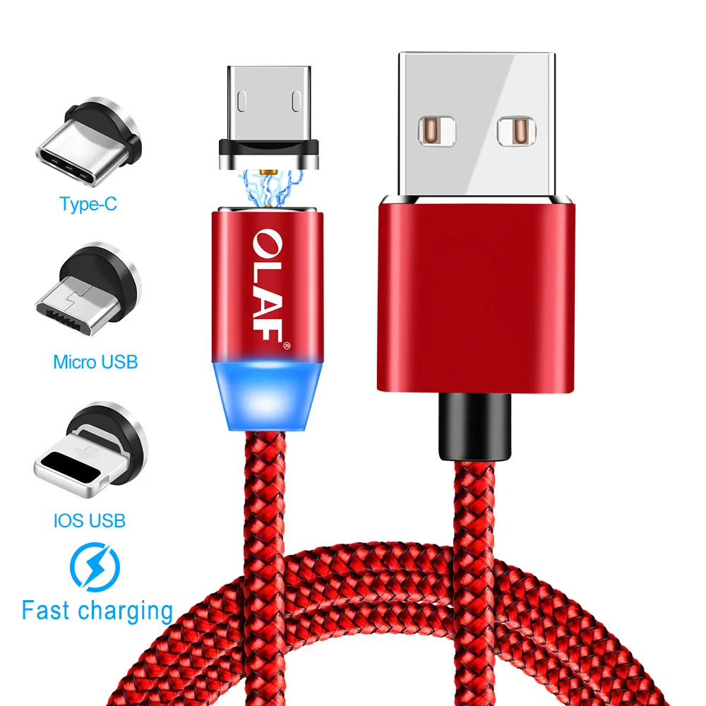 Магнитный USB-кабель OLAF Micro USB/ Type-C/ Lightning 2.4A цвет на выбор | Мобильные телефоны и