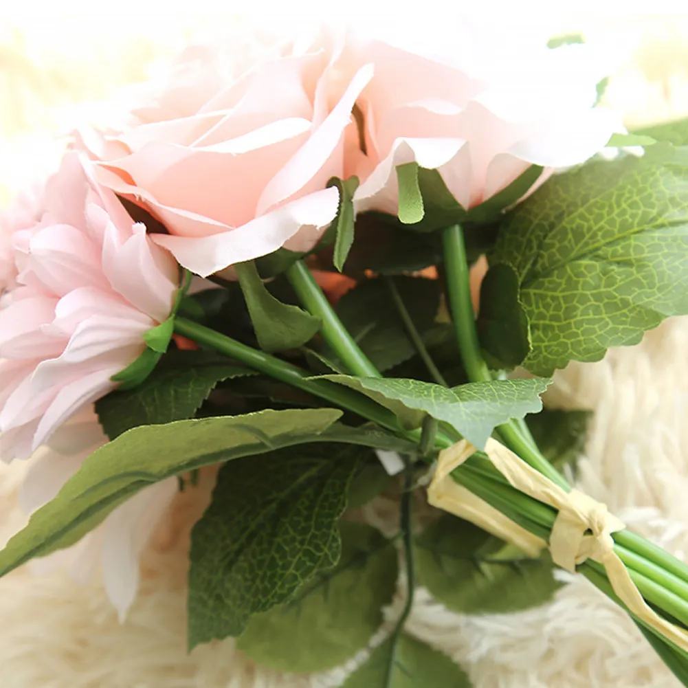 

1 Bunch Rose Dahlia Artificial Flowers Silk Real Touch Fake Flower Bridal Bouquet for Wedding Decoration Home Garden Decor Flora