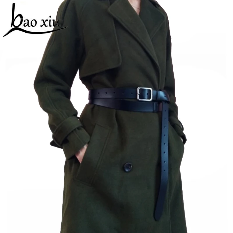 Ремень женский длинный из натуральной кожи люксовый брендовый винтажный Модный