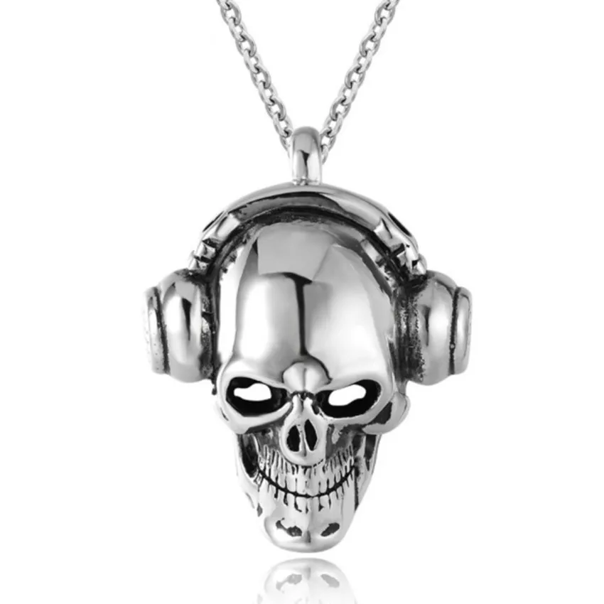 

Посеребренный металлический череп голова кулон звено цепи ожерелье на день Хэллоуина подарок панк стиль ювелирные изделия