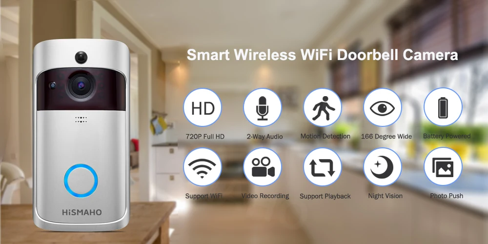 HISMAHO умный видео дверной звонок 720P HD дверная камера домофон IP беспроводной wifi дверной звонок визуальный домашний монитор безопасности ночное видение