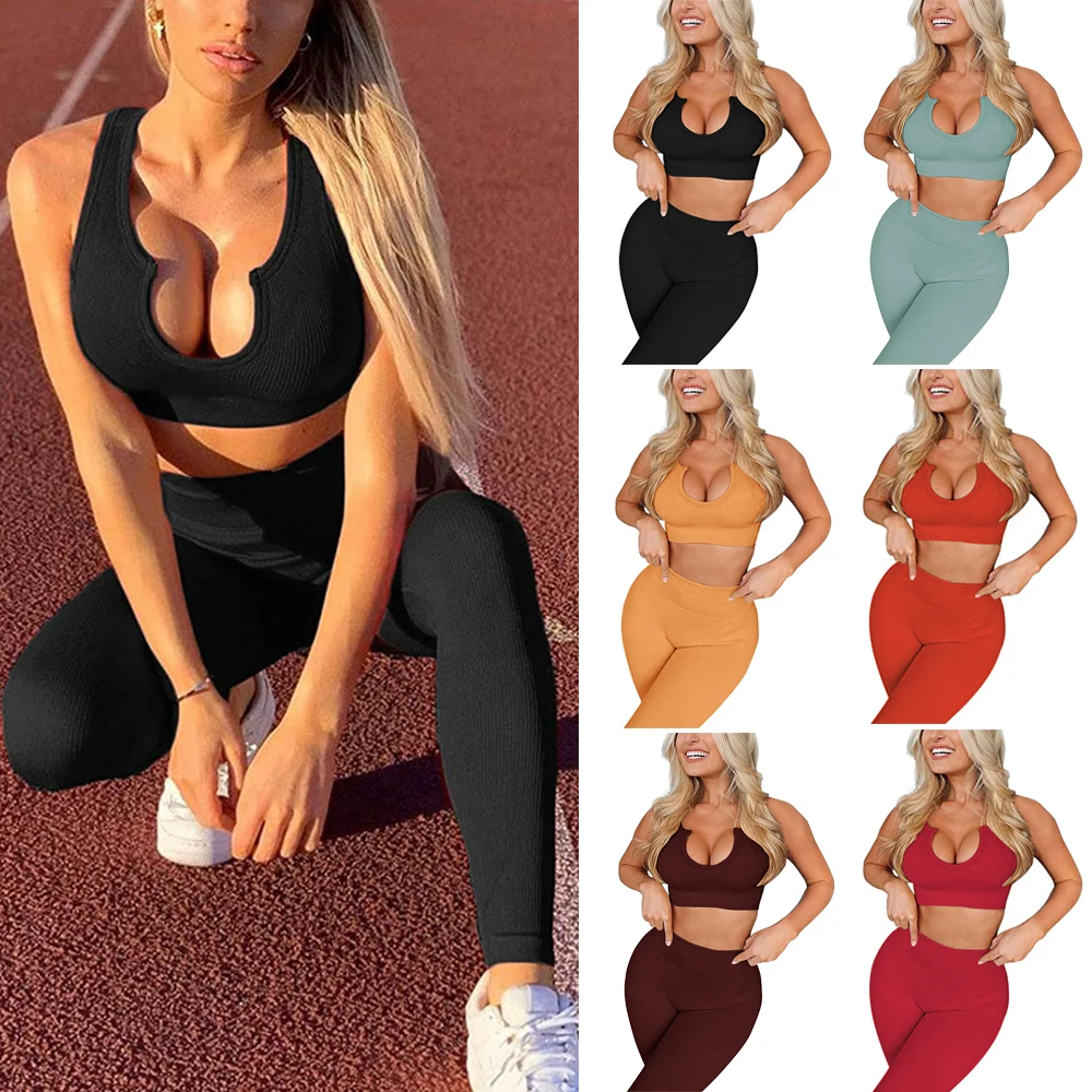 

KIWI RATA Экипировка для йоги для женщин бесшовные 2 штуки тренировки тренажерного зала с высокой талией Штаны Для Йоги Спортивные Леггинсы с ко...