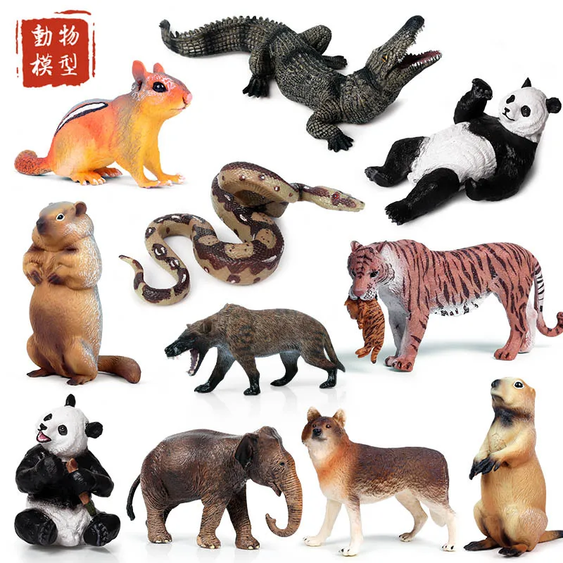 Новая модель диких животных тигра крокодила волка панды коллекция орнаментов