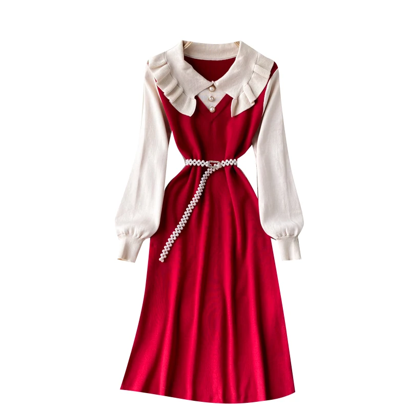 Ветра платье Женский Весна 2021 новый дизайн чувство хан издание вязание на юбке