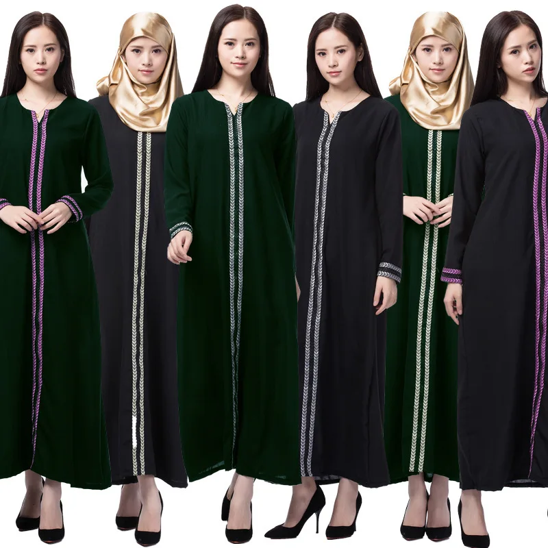 

Новые мусульманские женские халаты Wepbel, абайя в национальном стиле Ближнего Востока, платья с вышивкой и длинным рукавом, кимоно с круглым в...