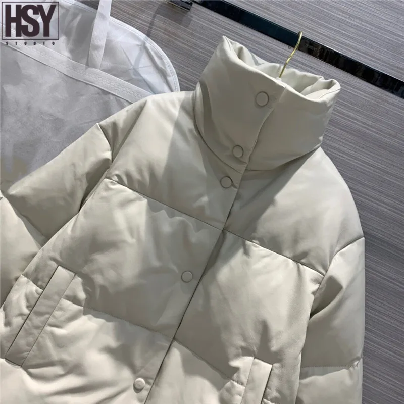 【HSY】2019 Осень Зима Новый женский пуховик 100% овчина 90 утиный пух высокий воротник