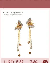 Neoglory синяя австрийская Хрустальная Длинная кисточка из горного хрусталя Boho люстра Висячие серьги для женщин Свадебные украшения JS9 B1