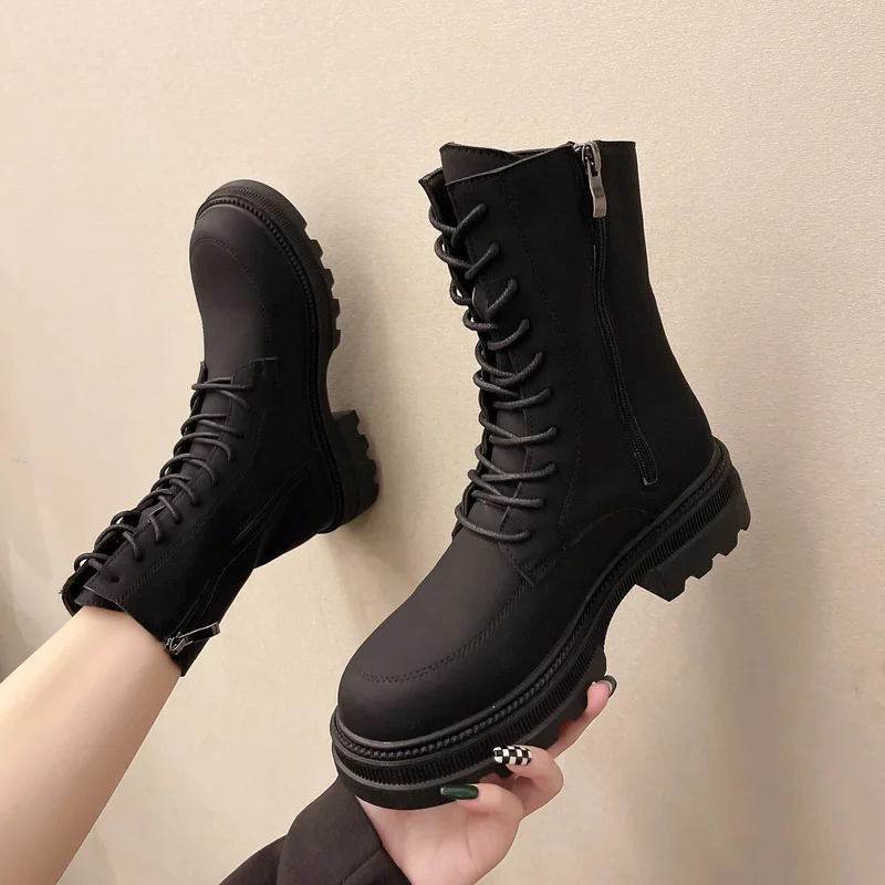 

Женские ботильоны на платформе и толстом каблуке, с круглым носком