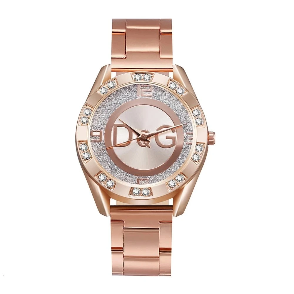 

2021New Luxury Brand DQG Rose Gold Women's Watches Fashion Five-Color Frosted Dial Crystal Bear Ladies Quartz Watch Gift Reloj
