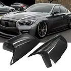 Глянцевый черныйуглеродное волокно вид 2x боковое зеркало автомобиля чехол для Infiniti Q50 Q60 QX30 Q70 2014-21 дополнительная крышка зеркала заднего вида