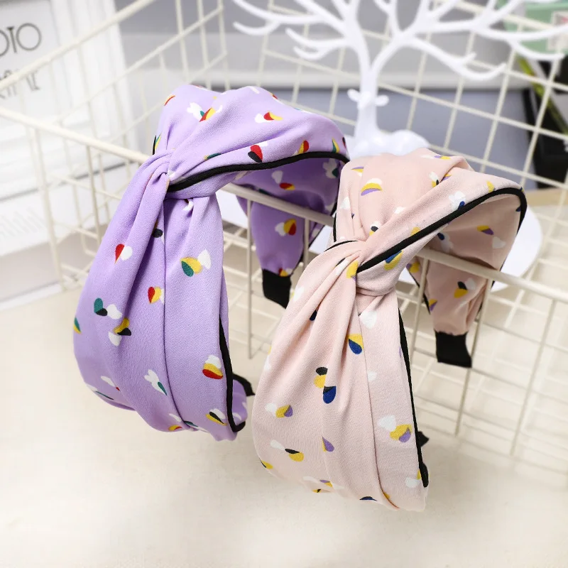 Женская мода в Корейском стиле с узором из сердечек костюм повязка для головы