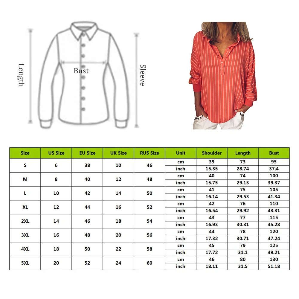 Осенняя Женская Повседневная полосатая блузка с v образным вырезом свободная