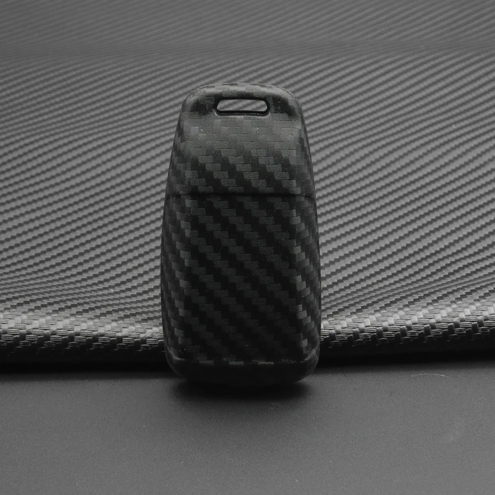 

jingyuqin Carbon silicone Car Key Cover Case Key Case For AUDI A4 B9 Q5 Q7 TT TTS 8S 2016 2017 car smart remote Car Styling