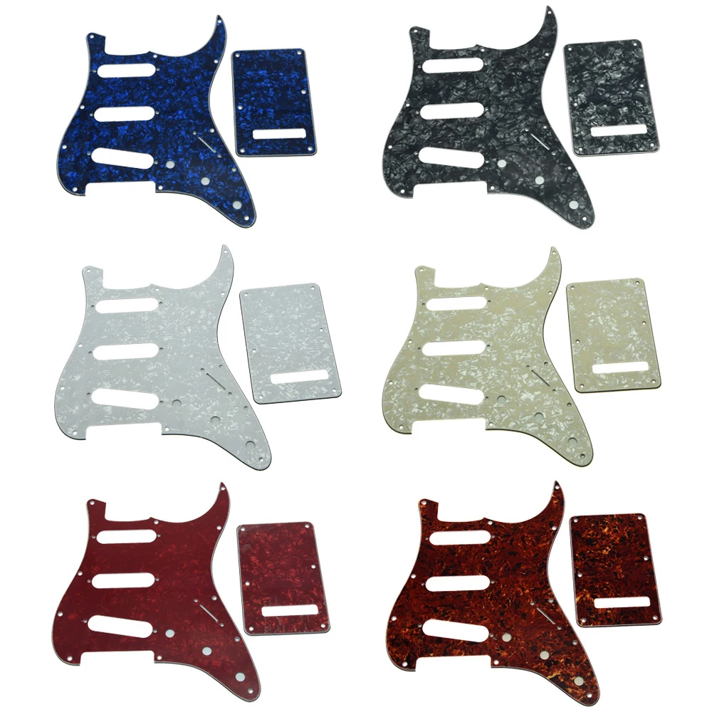 

Dark Brown Tortoise Vintage 8 Holes SSS Guitar Pickguard Scratch Plate Back Plate Cover Fit for ST Start Guitar Part Black Pearl